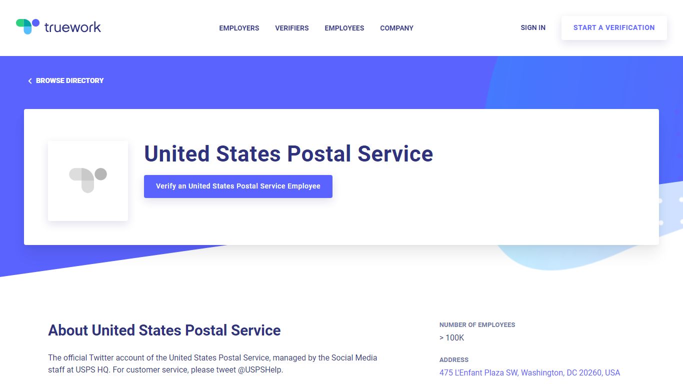 Employment Verification for United States Postal Service - Truework